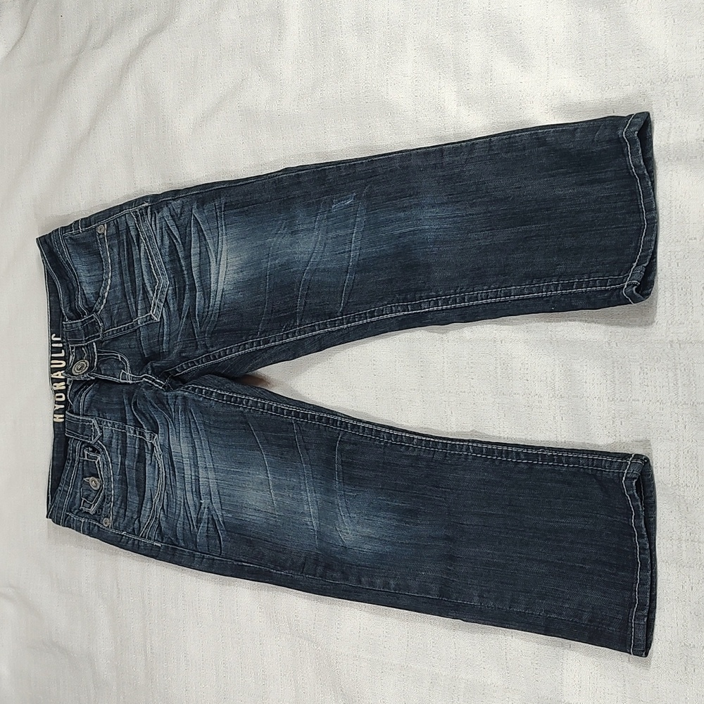 Hydraulic Jeans Dark Wash Crop Jean Capri Denim Button Pocket Women Size 1/2